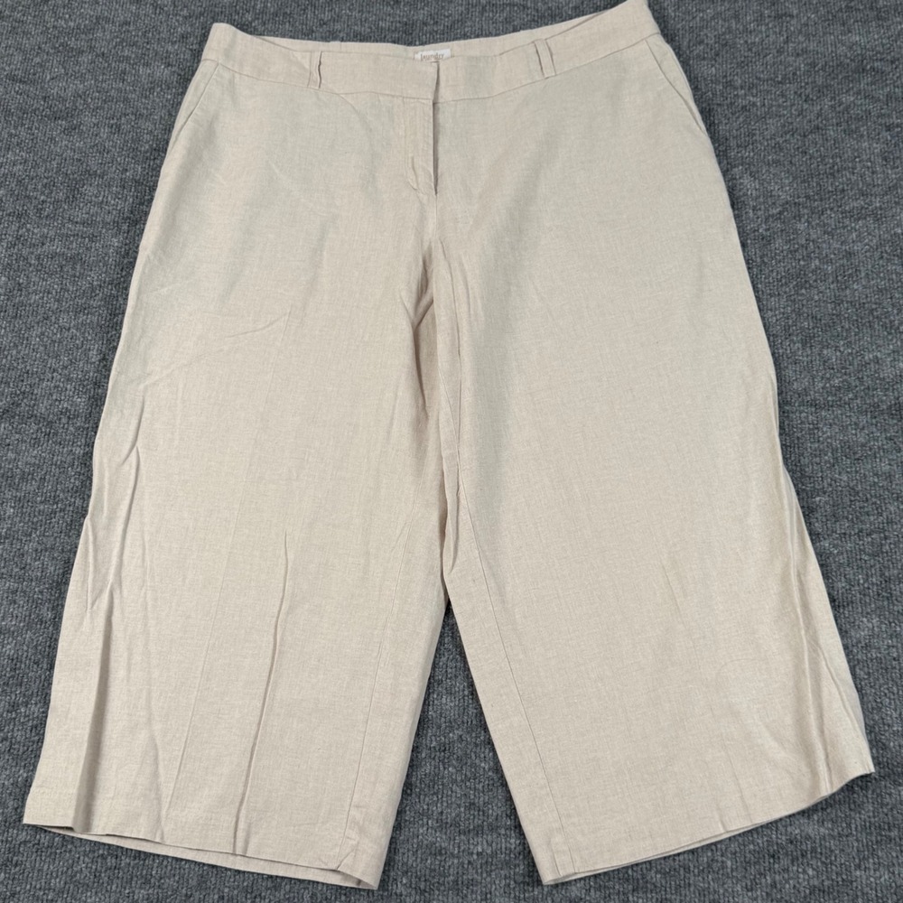Laundry 12 Beige Linen‎ Blend Wide Leg Cropped Pants Resortwear Vacation Cruise